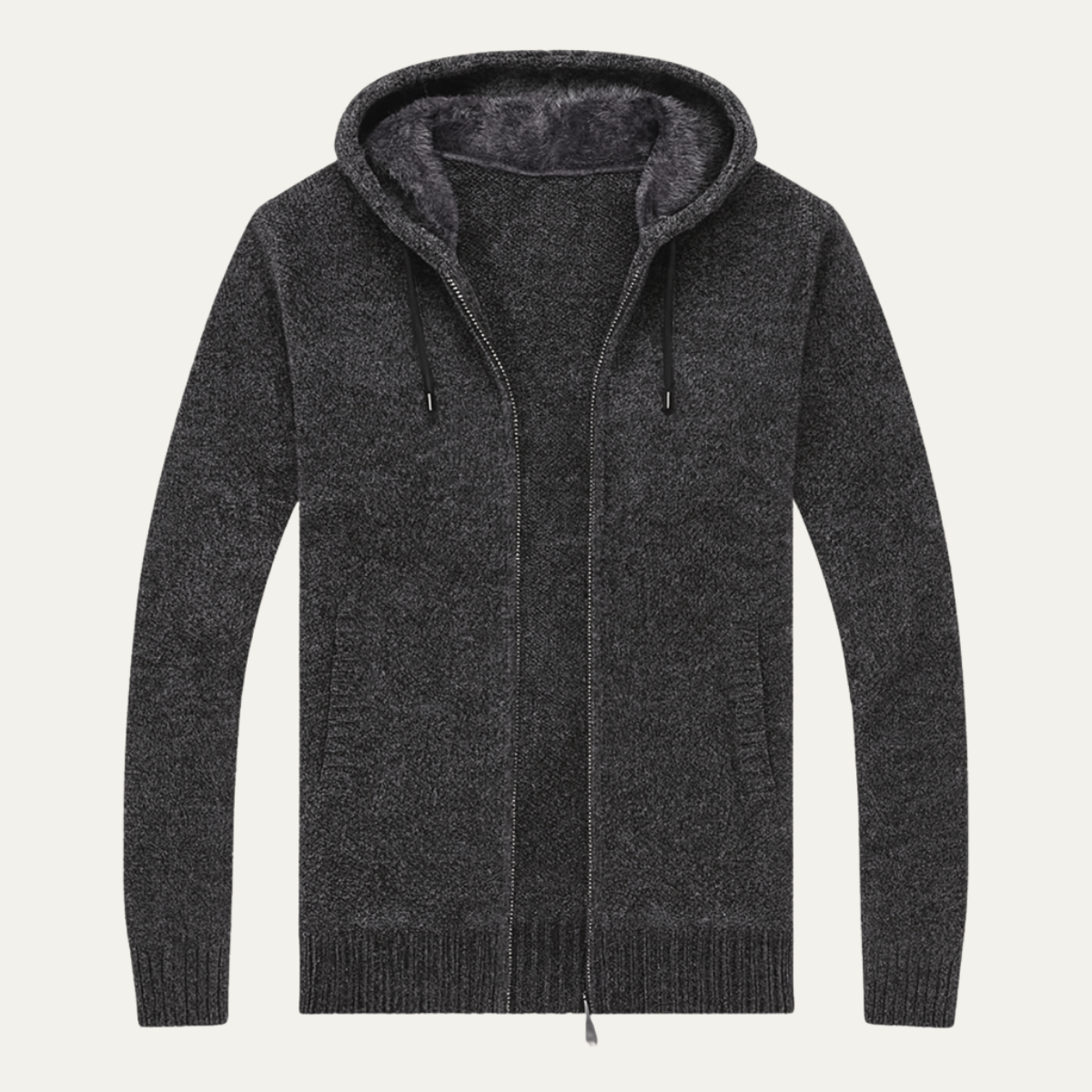 Relaxed Fit Men's Knitted Zip Hoodie Jacket - Nocini