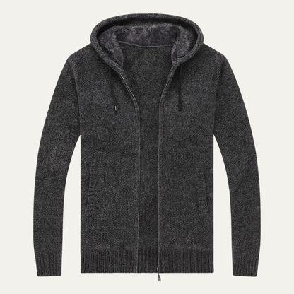 Relaxed Fit Men's Knitted Zip Hoodie Jacket - Nocini