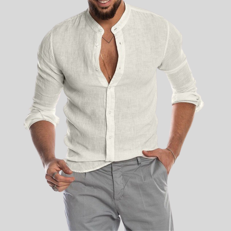 Comfortable Linen Casual Men's Long Sleeve Shirt