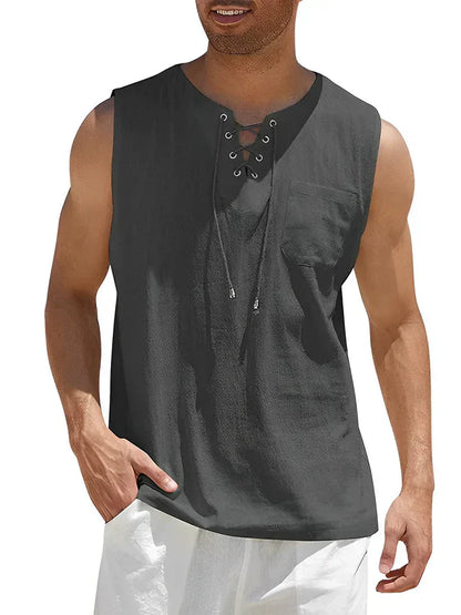 Men's Casual Loose Fit Tank Top with Pocket