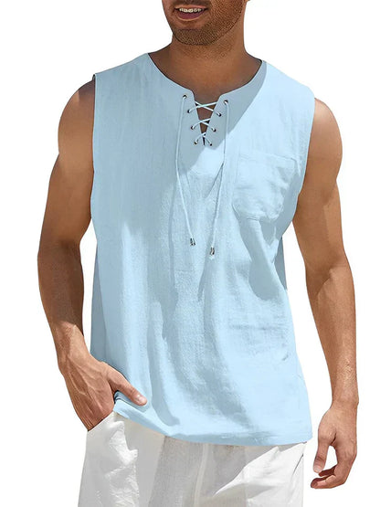 Men's Casual Loose Fit Tank Top with Pocket