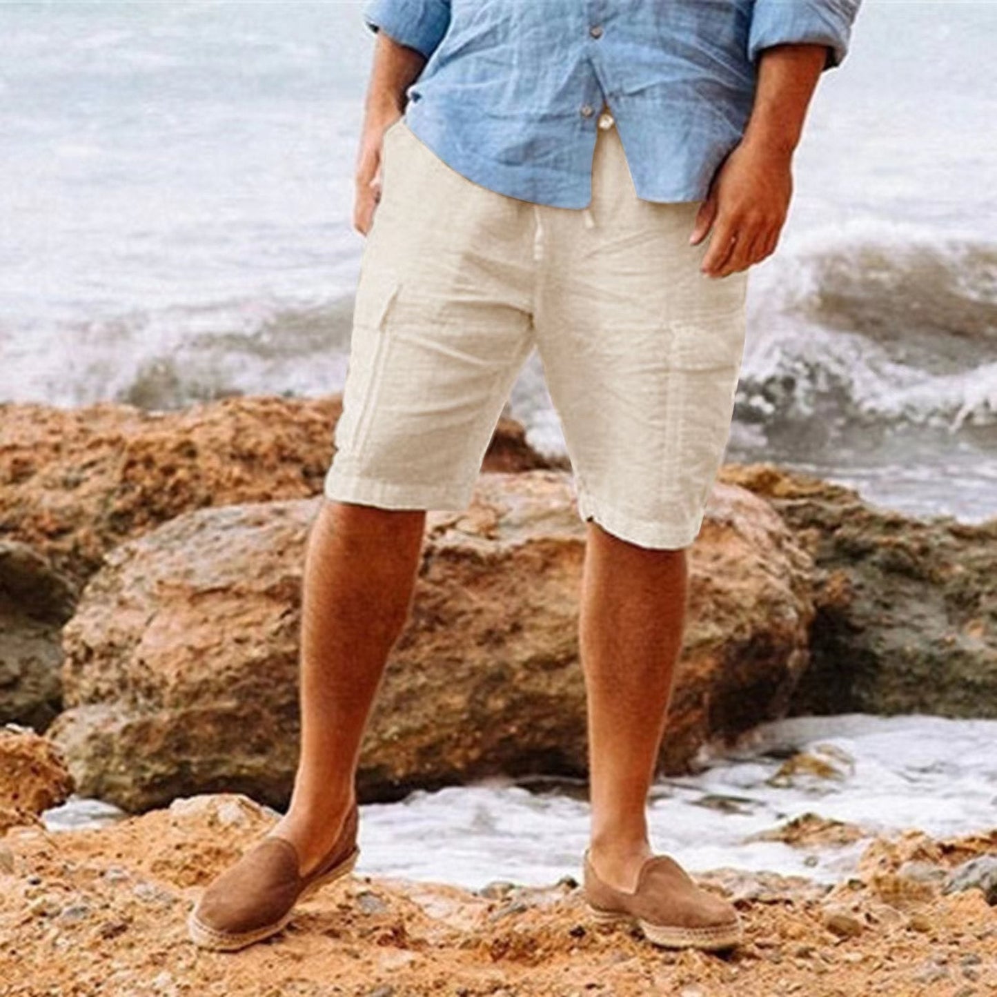 Men's Casual Knee Length Shorts with Cargo Pockets