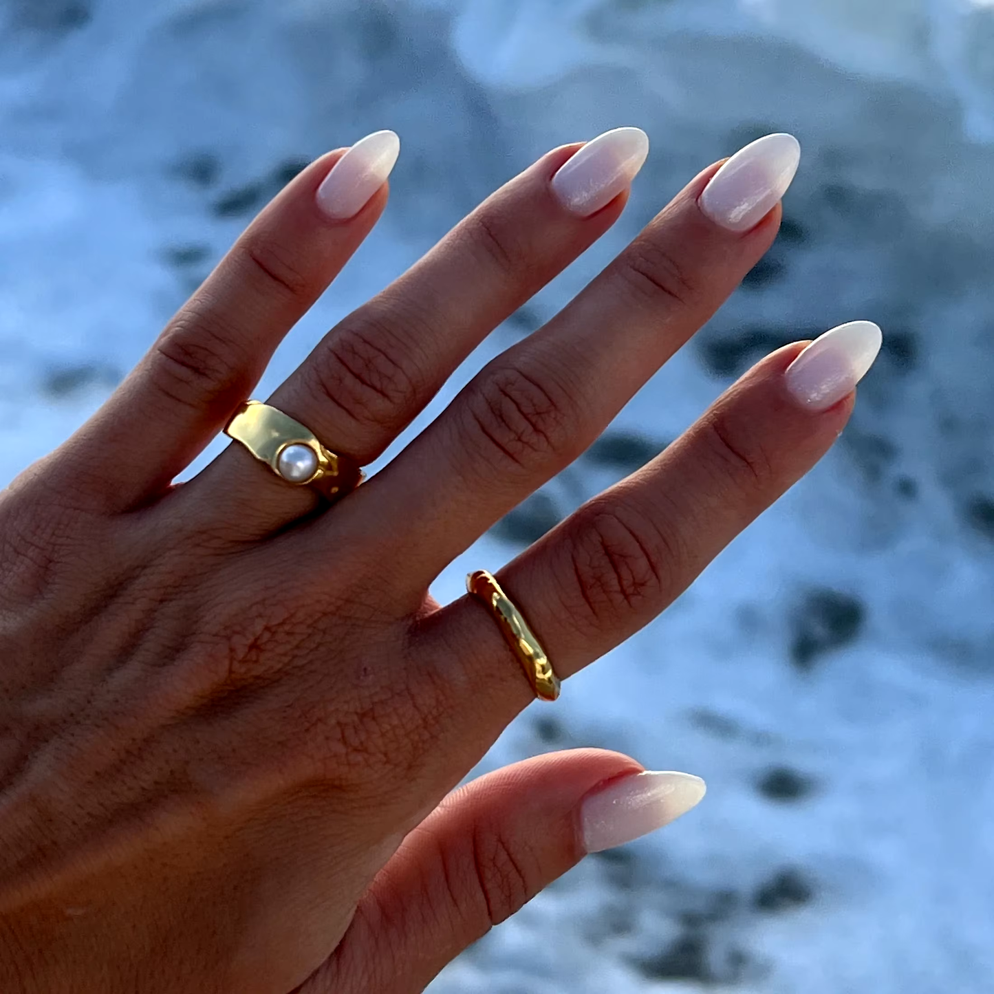 Classic Elegant White Pearl Gold Ring