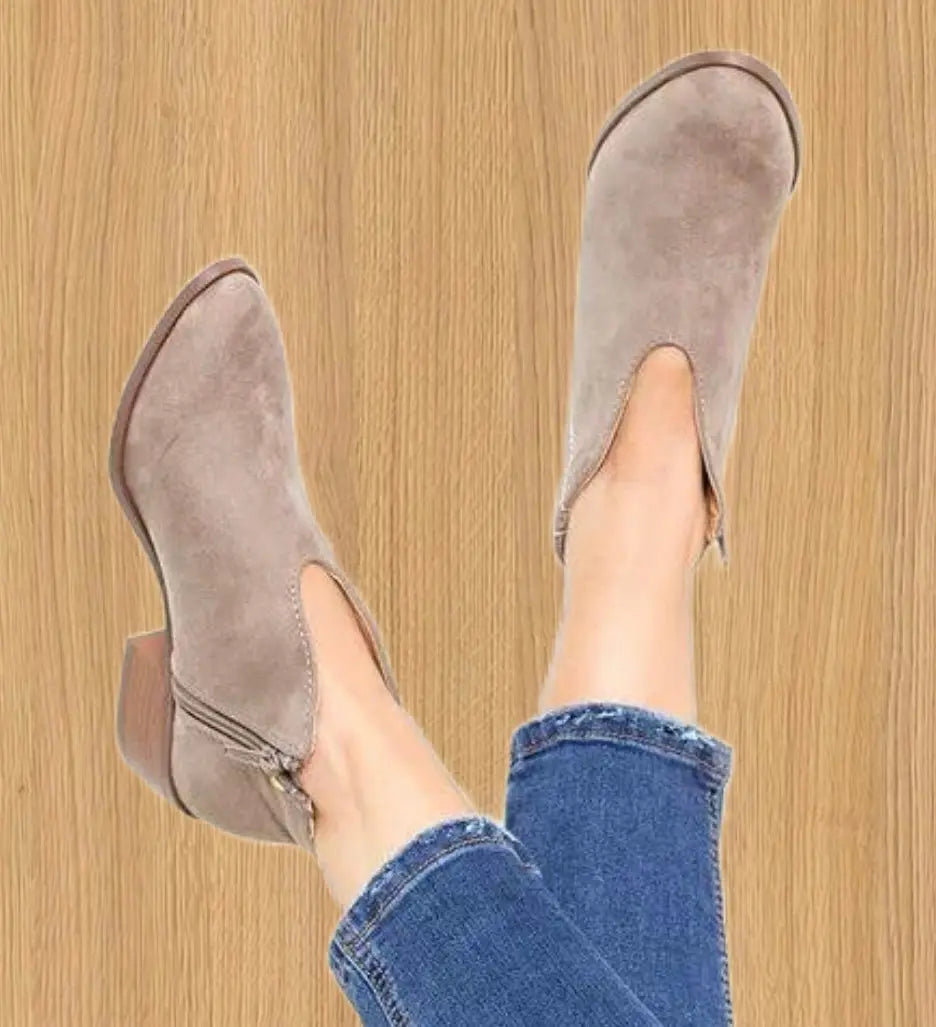 Low Heel Black Ankle Boots for Women - Elegant Daily Shoes