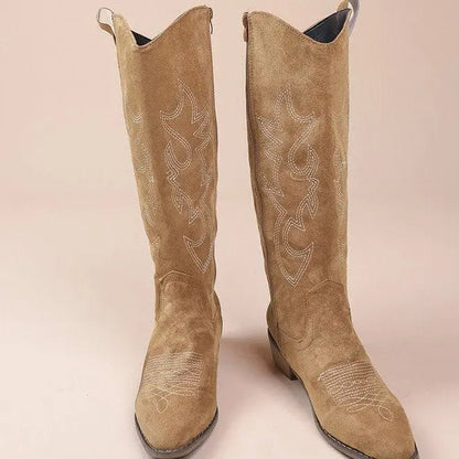 Feminine Low Heel Western Boots for Women