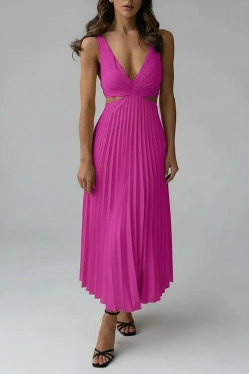Flattering V Neck Knee Length Women's Dress