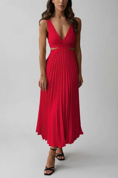 Flattering V Neck Knee Length Women's Dress