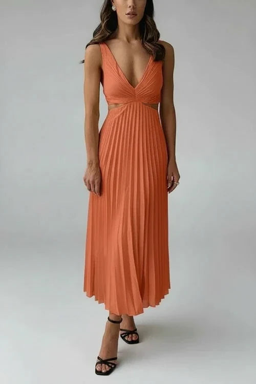 Flattering V Neck Knee Length Women's Dress