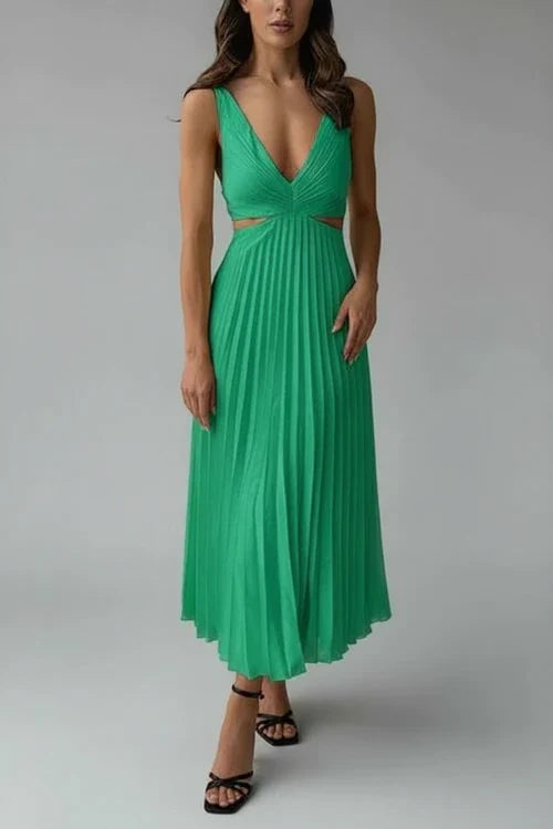 Flattering V Neck Knee Length Women's Dress