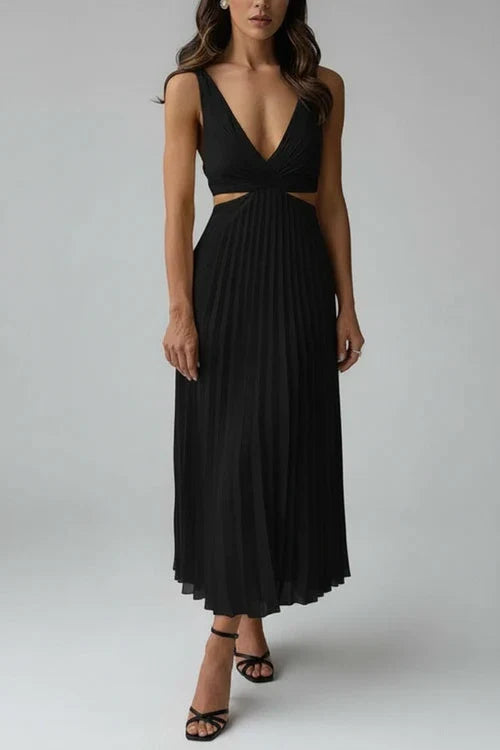 Flattering V Neck Knee Length Women's Dress