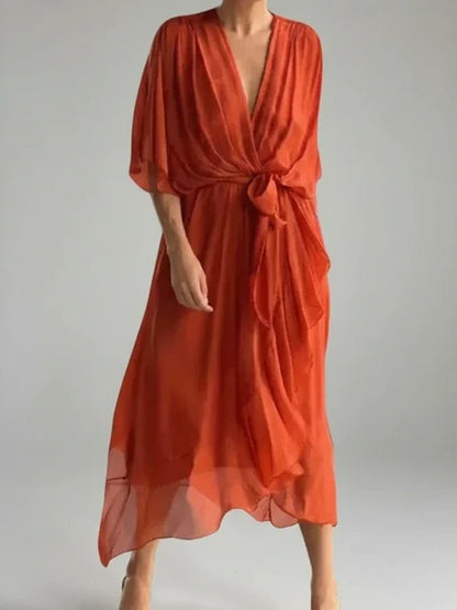 Ladies' Floral Sleeveless Midi Wrap Dress