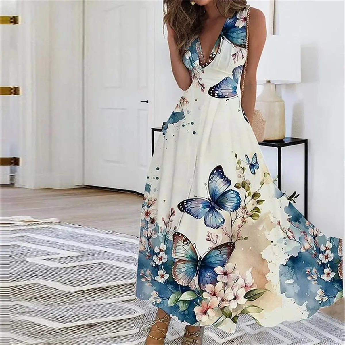 Casual V Neck Summer Dress for Women - Nocini