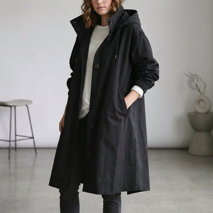 Casual Waterproof Parka Coat with Hood and Adjustable Cuffs
