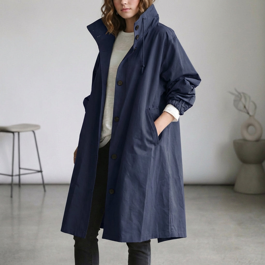 Casual Waterproof Parka Coat with Hood and Adjustable Cuffs
