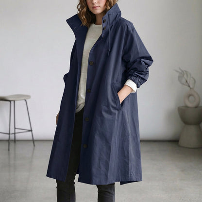 Casual Waterproof Parka Coat with Hood and Adjustable Cuffs