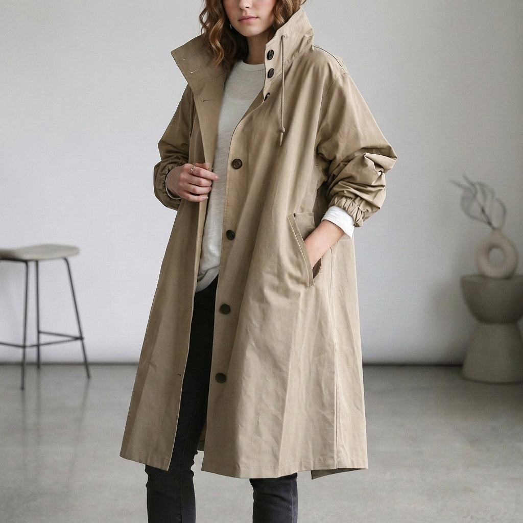 Casual Waterproof Parka Coat with Hood and Adjustable Cuffs