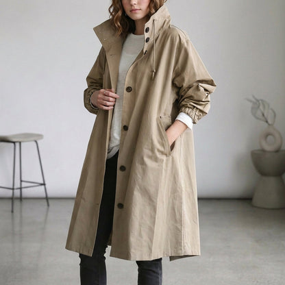 Casual Waterproof Parka Coat with Hood and Adjustable Cuffs