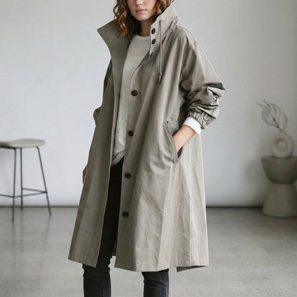 Casual Waterproof Parka Coat with Hood and Adjustable Cuffs - Nocini