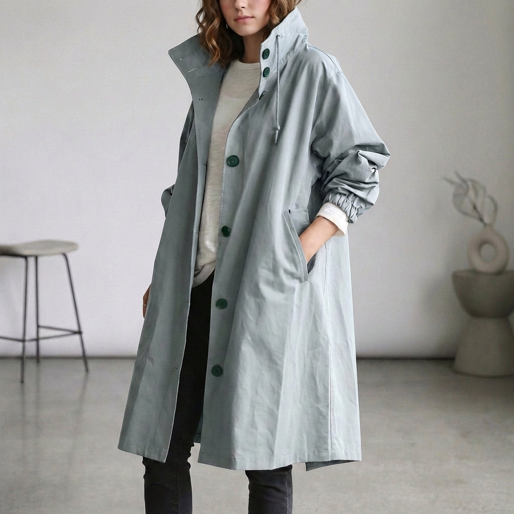 Casual Waterproof Parka Coat with Hood and Adjustable Cuffs