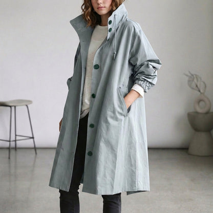 Casual Waterproof Parka Coat with Hood and Adjustable Cuffs