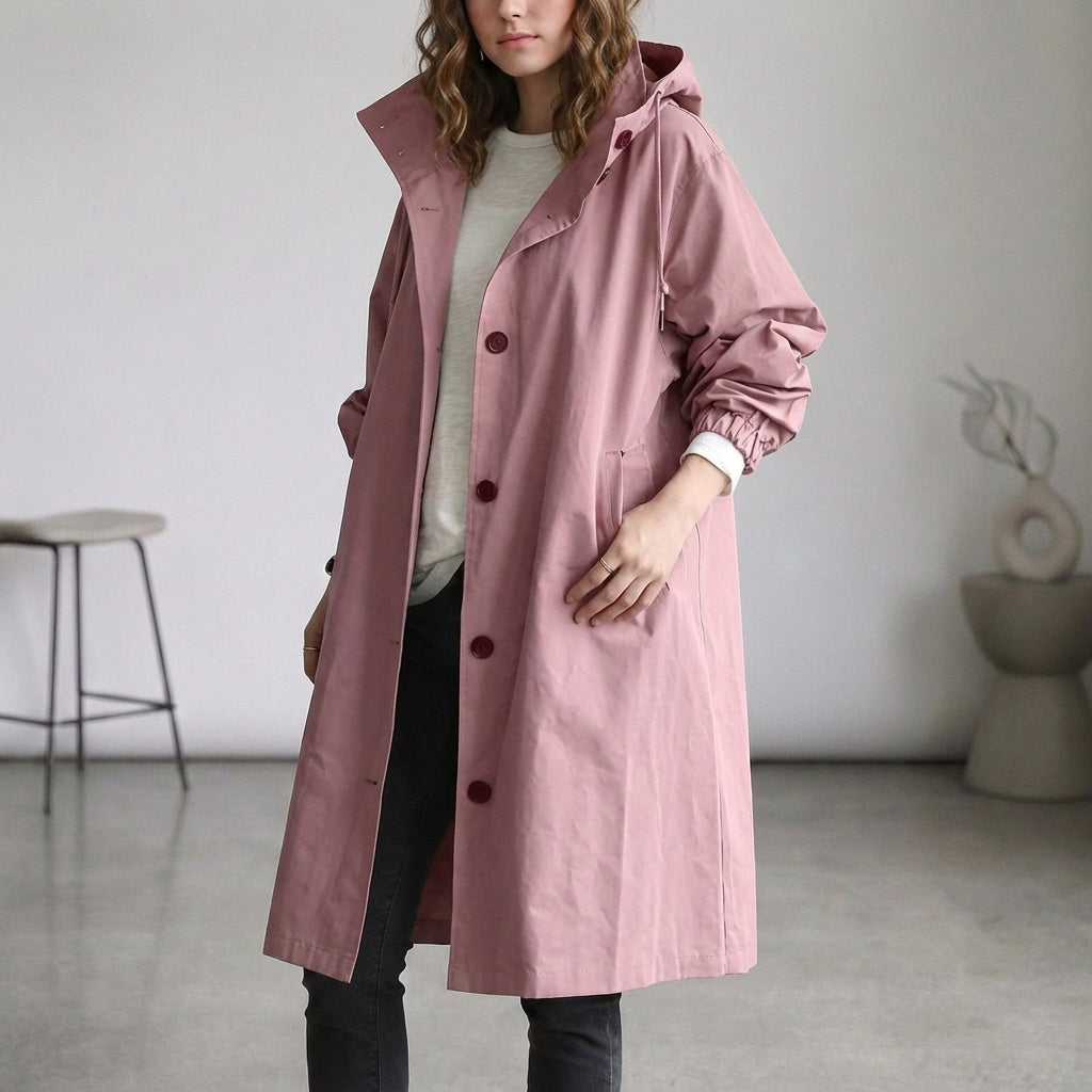 Casual Waterproof Parka Coat with Hood and Adjustable Cuffs