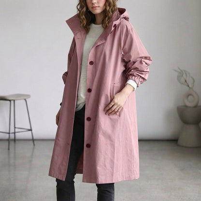Casual Waterproof Parka Coat with Hood and Adjustable Cuffs