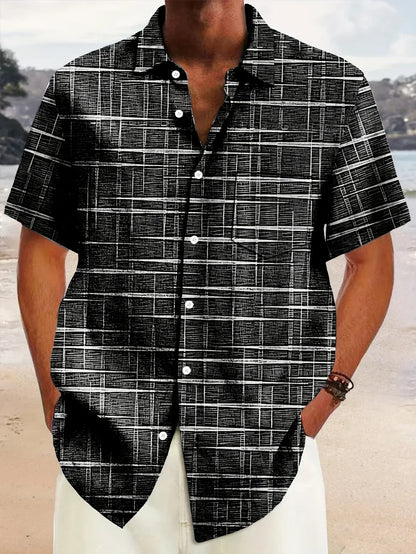 Casual Checkered Short Sleeve Mens Shirt