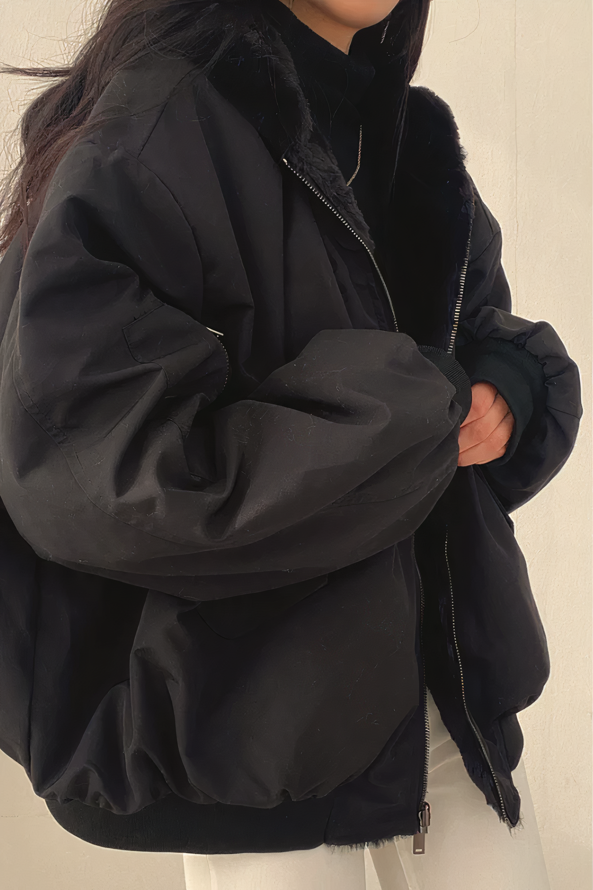 Relaxed Fit Women's Bomber Jacket with Soft Inside