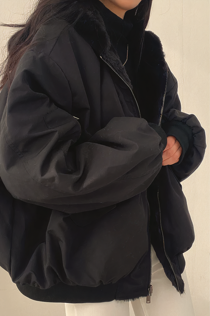 Relaxed Fit Women's Bomber Jacket with Soft Inside