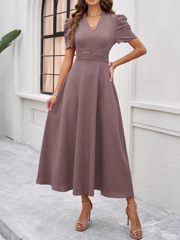 Flattering V-Neck A-Line Dress for Women