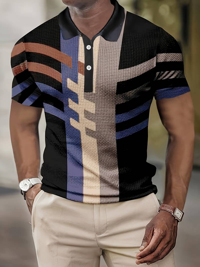 Men's Slim Fit Short Sleeve Graphic Polo Shirt - Nocini