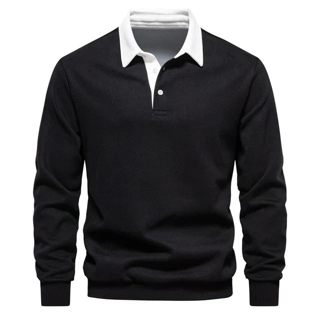 Men's Classic Contrast Polo Long Sleeve Shirt