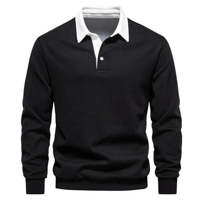 Men's Classic Contrast Polo Long Sleeve Shirt