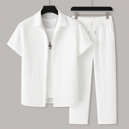 Men's Casual Shorts Set – Loose Fit Shirt and Pants