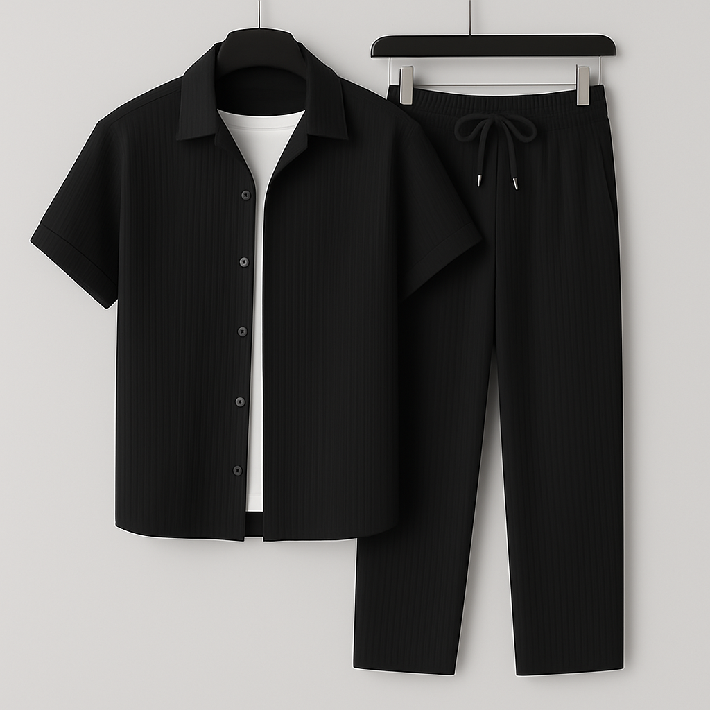 Men's Casual Shorts Set – Loose Fit Shirt and Pants