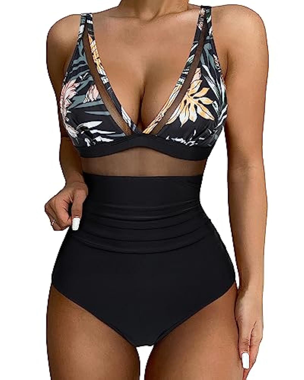 Women's Slim Fit Deep V Swimsuit with High Legs