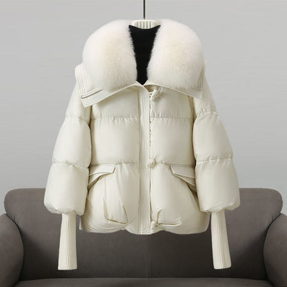 Warm Quilted Puffer Coat with Fur Trim - Nocini