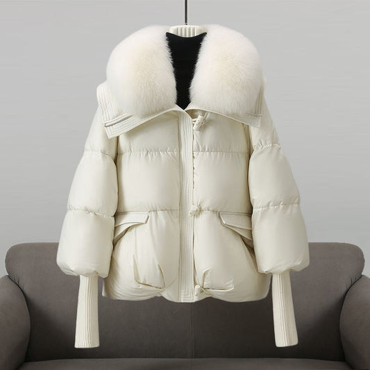 Warm Quilted Puffer Coat with Fur Trim - Nocini