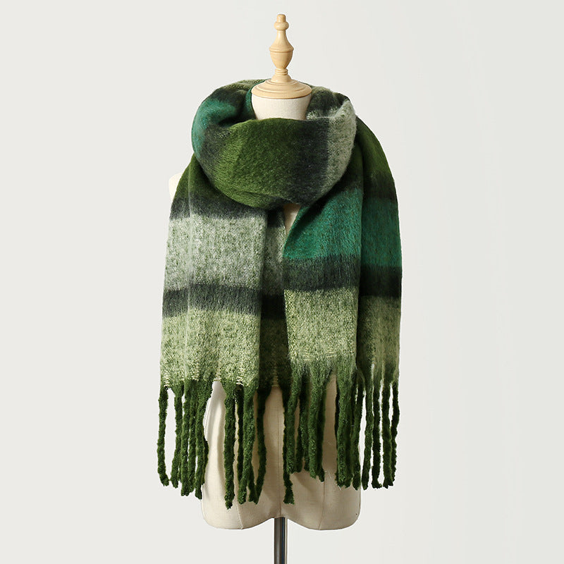 Large Striped Fringe Scarf
