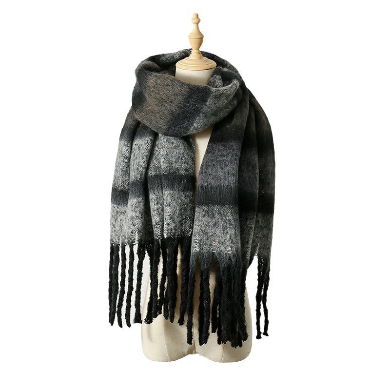Large Striped Fringe Scarf