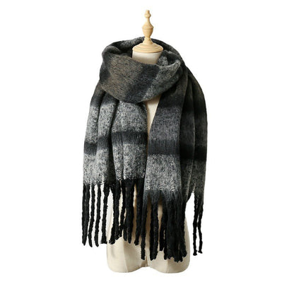 Large Striped Fringe Scarf