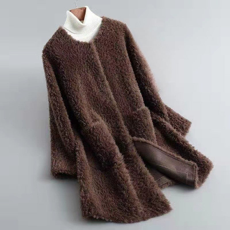 Casual Open Front Wool Coat with Pockets