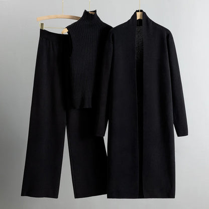Cozy 3-Piece Cardigan Set Relaxed Fit Duster Jacket