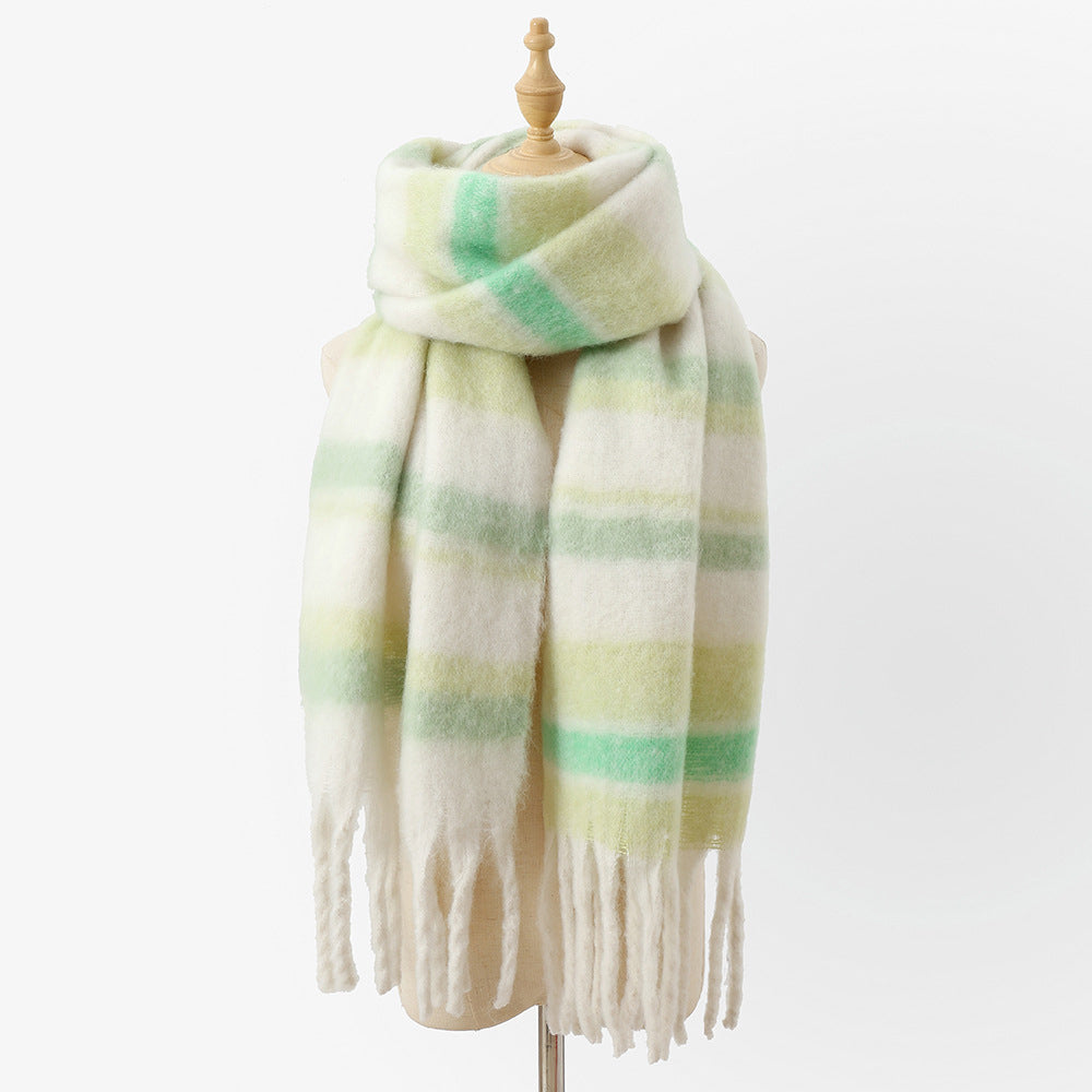 Large Striped Scarf with Tassels