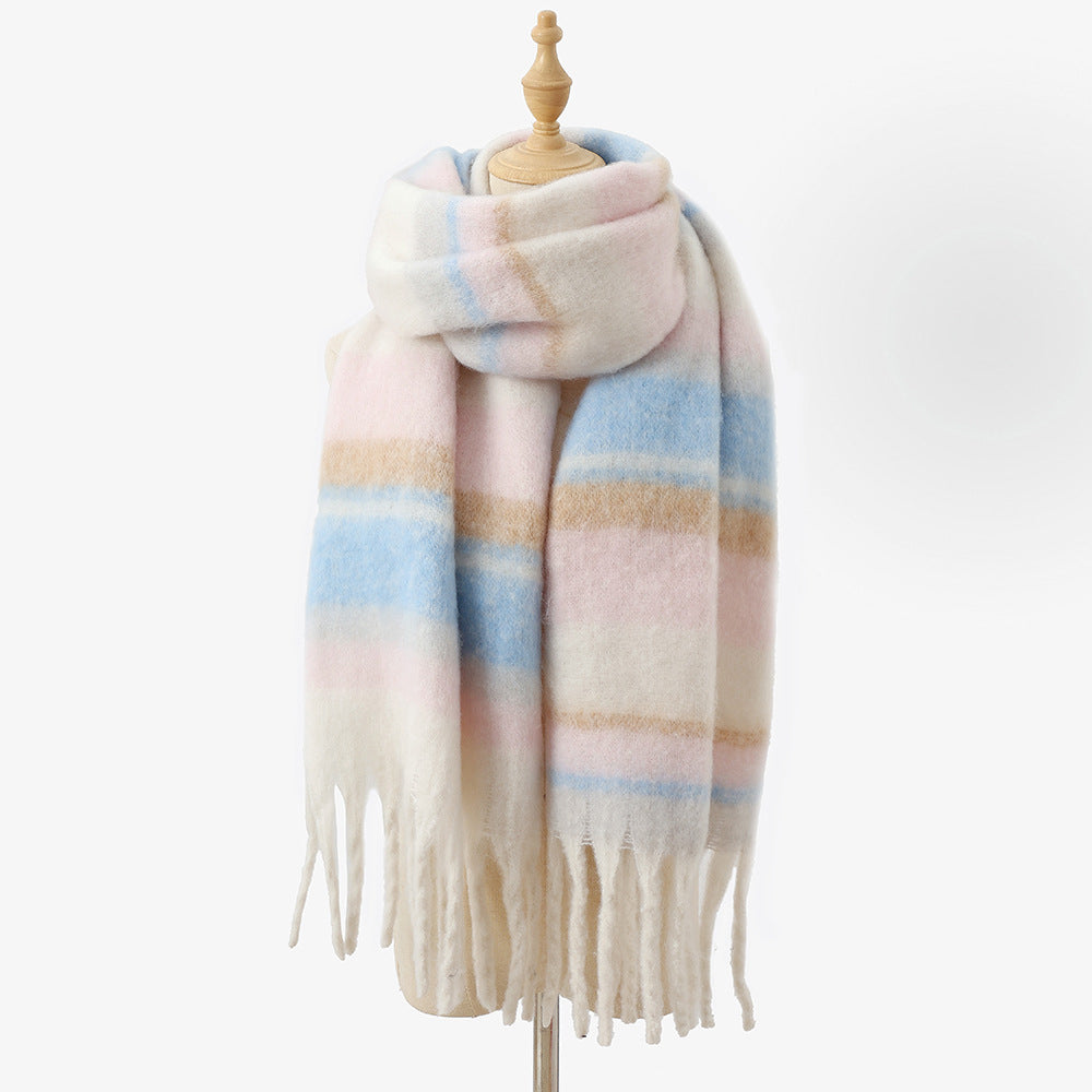 Large Striped Scarf with Tassels - Nocini