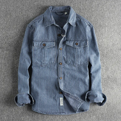 Relaxed Fit Mens Denim Jacket with Buttons - Nocini