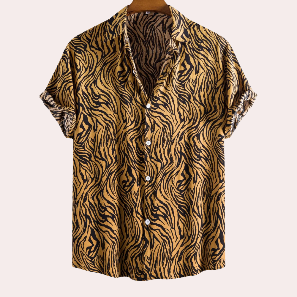 Casual Short Sleeve Animal Print Mens Shirt - Nocini