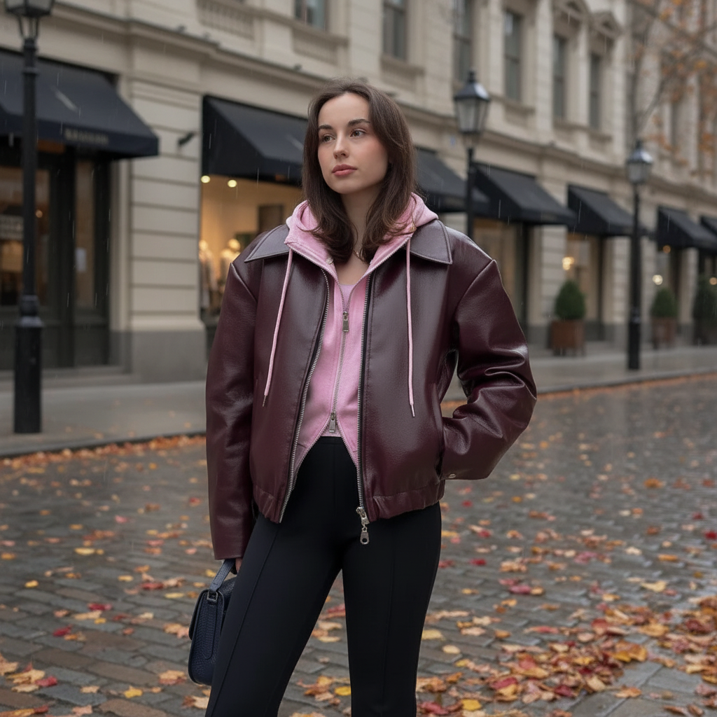 Faux Leather Biker Jacket Elena - Pexav