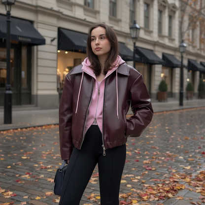 Faux Leather Biker Jacket Elena - Pexav