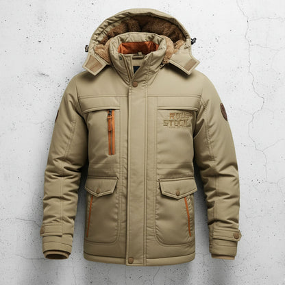 Warm Hooded Parka Coat with Cargo Pockets